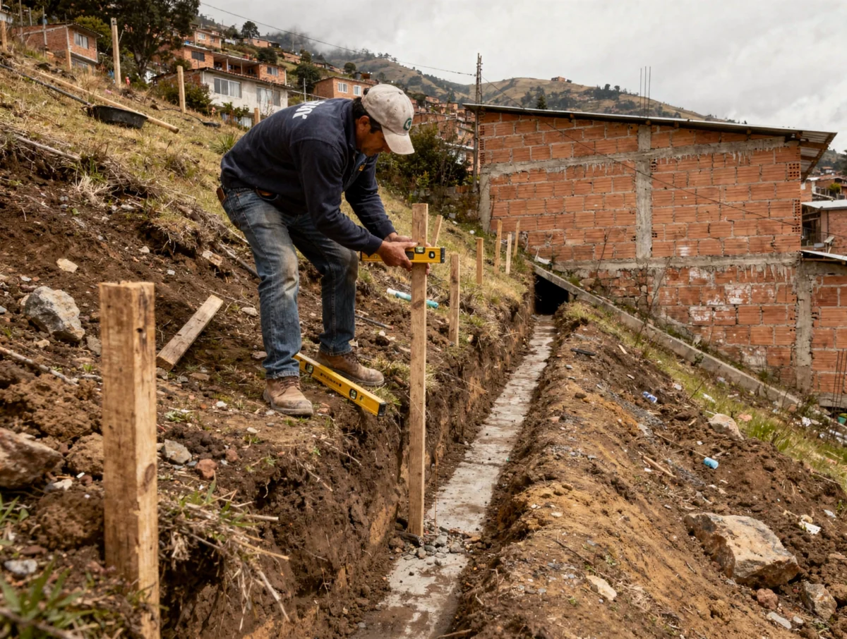 Lote en pendiente en Bogotá con medición técnica