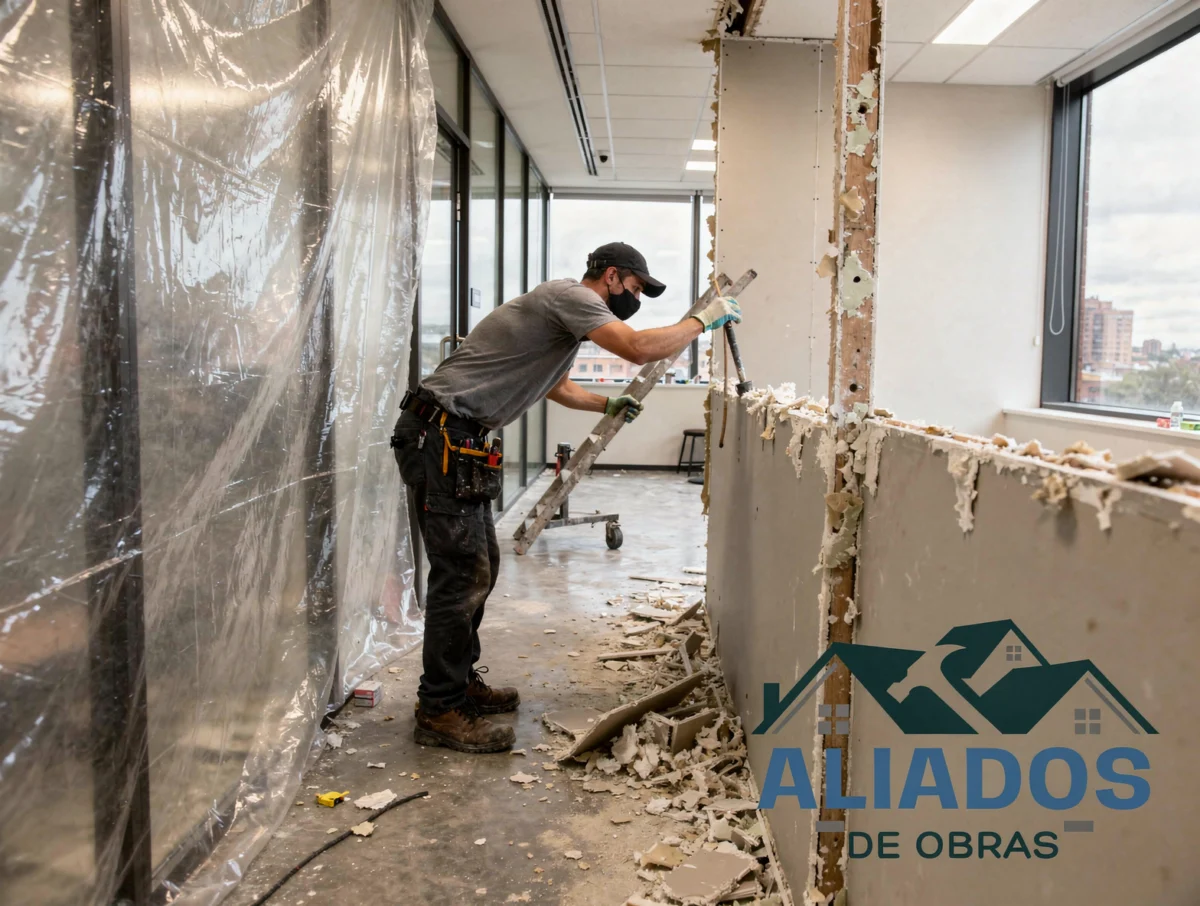 Demolición controlada en una oficina corporativa