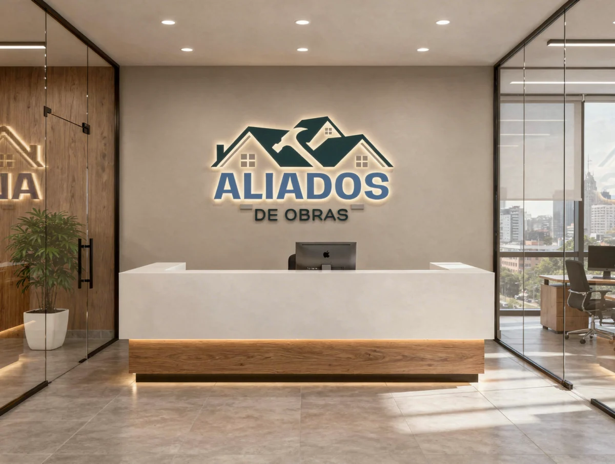 Recepción moderna terminada en una oficina de Bogotá
