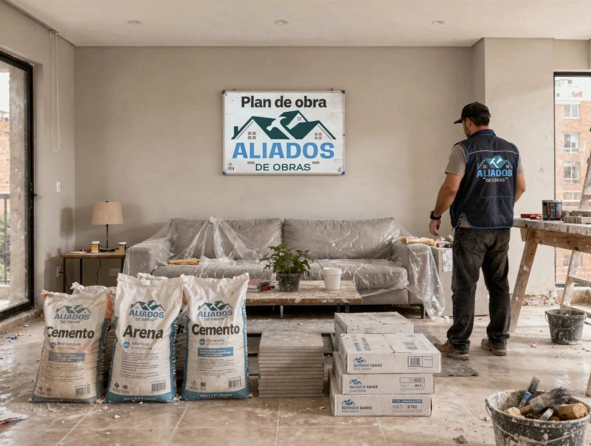 Obra organizada con materiales y cronograma en Bogotá